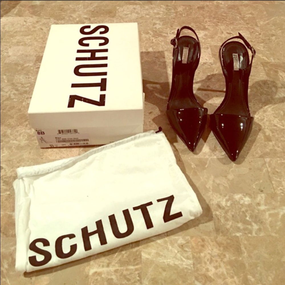 Flash SALE SCHUTZ Black patent leather slingback